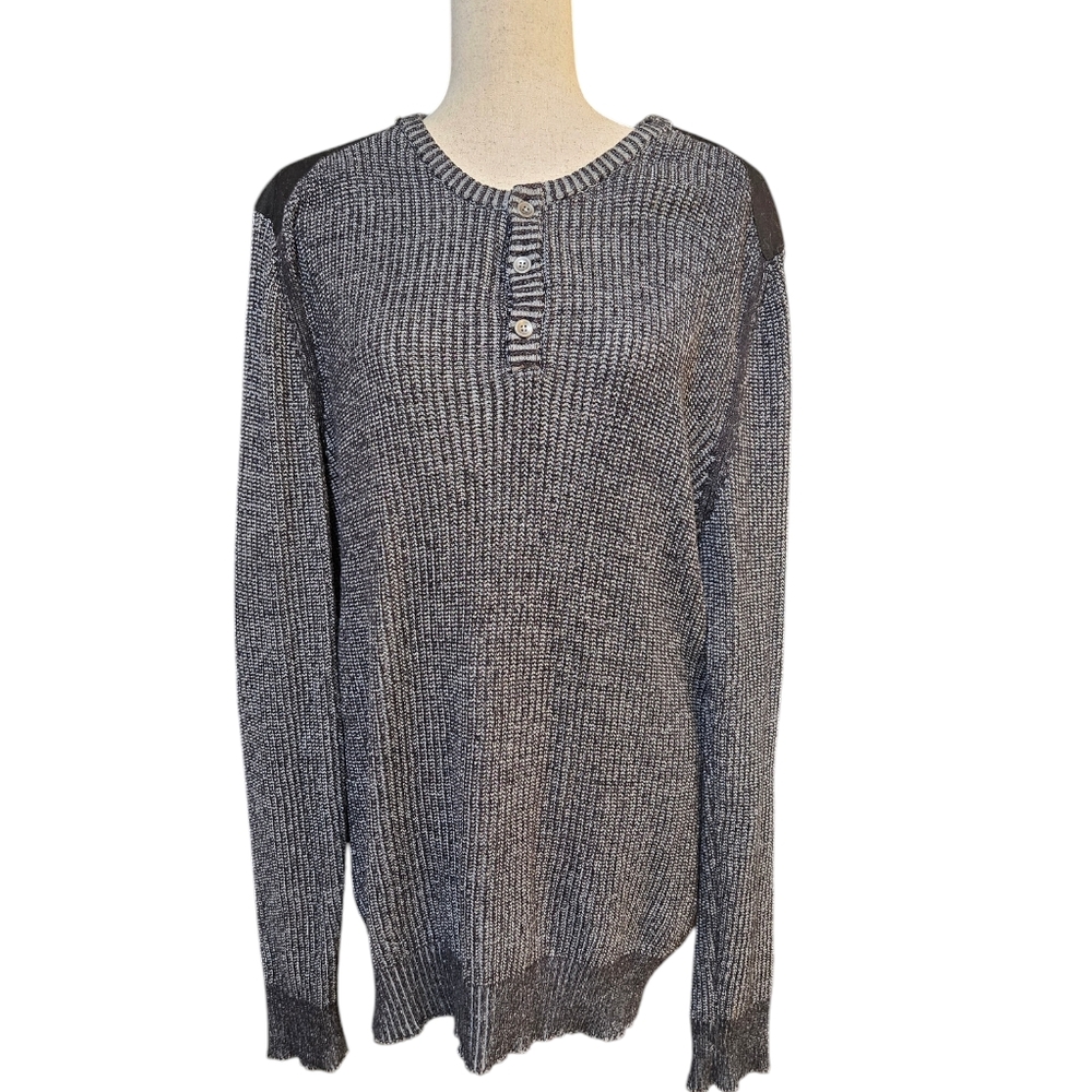 100% Cotton American Rag Henley Knit Sweater - Large